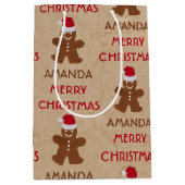 Sac Cadeau Moyen Christmas Gingerbread Homme Cookies Nom personnali (Devant)