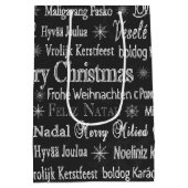 Sac Cadeau Moyen Christmas Greetings Multiple Languages Black (Dos)