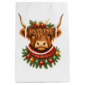 Sac Cadeau Moyen Christmas Highland Cow  (Devant)