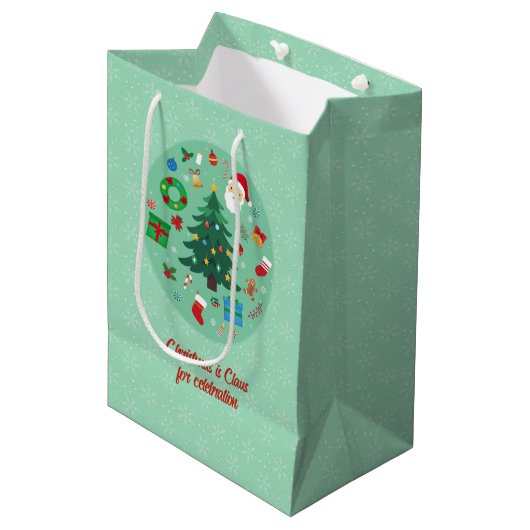 Sac Cadeau Moyen Christmas Illustrations Holiday (Devant Angle)