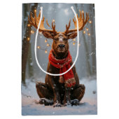 Sac Cadeau Moyen Christmas Moose With Holiday Lights (Devant)
