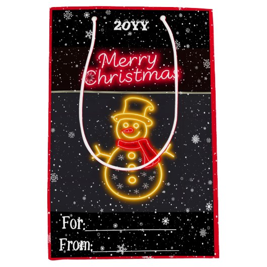 Sac Cadeau Moyen Christmas Neon Modern Holiday Collection (Devant)