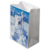 Sac Cadeau Moyen Christmas Pitbull Dog Snowman (Dos Angle)