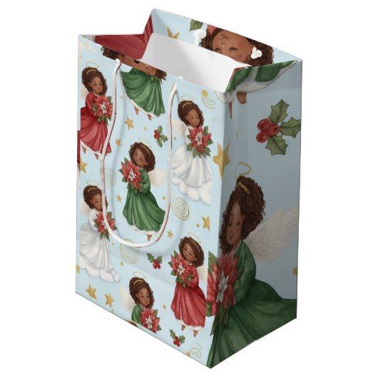 Sac Cadeau Moyen Christmas Poinsettia Angels Wrapping Paper Sheets (Dos Angle)