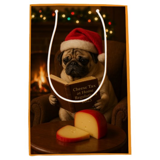 Sac Cadeau Moyen Christmas Pug Christmas gift bag (Devant)