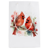 Sac Cadeau Moyen Christmas Red Cardinal Birds Holiday Art (Devant)