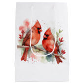 Sac Cadeau Moyen Christmas Red Cardinal Birds Holiday Art (Dos)