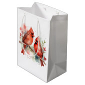 Sac Cadeau Moyen Christmas Red Cardinal Birds Holiday Art (Dos Angle)