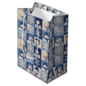 Sac Cadeau Moyen Christmas Snowmen and Snowflakes Quilt Pattern (Devant Angle)