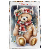 Sac Cadeau Moyen Christmas Teddy Bear add Name (Devant)