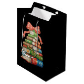 Sac Cadeau Moyen Christmas Tree Books Bow Reading Librarian Teacher (Devant Angle)