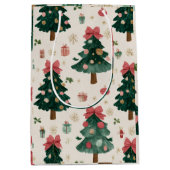 Sac Cadeau Moyen Christmas Trees with Bows Gift Bag (Devant)