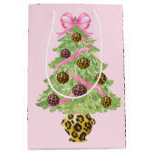Sac Cadeau Moyen Christmas Wreath Leopard Crest Monogram  (Devant)