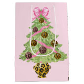 Sac Cadeau Moyen Christmas Wreath Leopard Crest Monogram  (Dos)