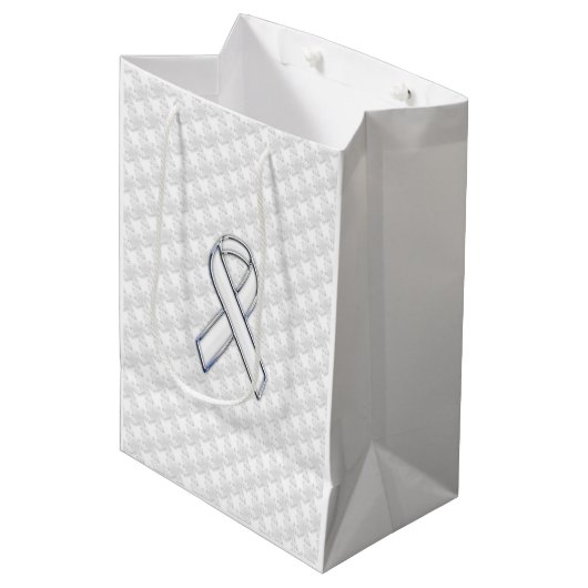 Sac Cadeau Moyen Chrome White Ribbon Sensibilisation sur Houndstoot (Devant Angle)
