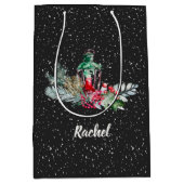 Sac Cadeau Moyen Chute de l'aquarelle de neige Feuillage Joyeux Noë (Devant)