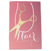 Sac Cadeau Moyen Ciseaux rose doré Salon de coiffure moderne (Devant)