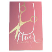 Sac Cadeau Moyen Ciseaux rose doré Salon de coiffure moderne (Dos)