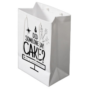 Sac Cadeau Moyen Citation Amoureux de Gâteau Minimaliste Typographi