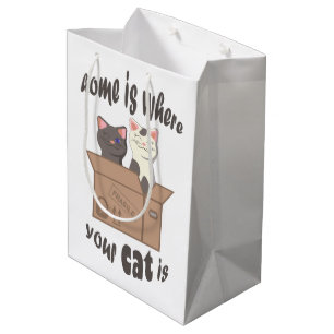 Sac Cadeau Moyen Citation drôle Accueil est où est votre chat