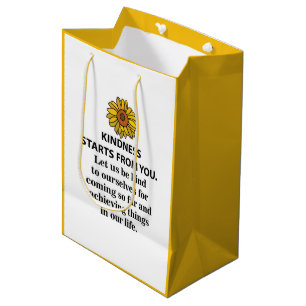 Sac Cadeau Moyen Citation Inspirante de Bonté Tournesol Bonté