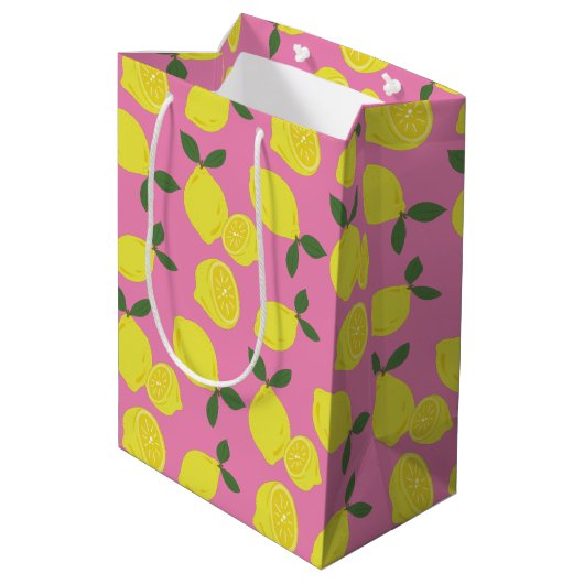 Sac Cadeau Moyen Citron rose et jaune (Dos Angle)