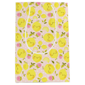 Sac Cadeau Moyen Citron rose fraise