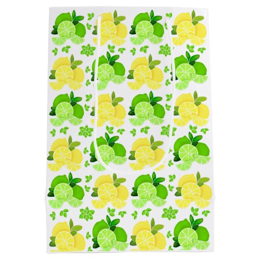 Sac Cadeau Moyen Citrons citrons | tranches de citron vert (Dos)