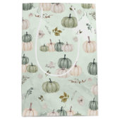 Sac Cadeau Moyen Citrouille Automne Sage Green Thanksgiving (Devant)