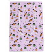 Sac Cadeau Moyen Citrouille Bats Witch Frankenstein Motif Halloween (Dos)