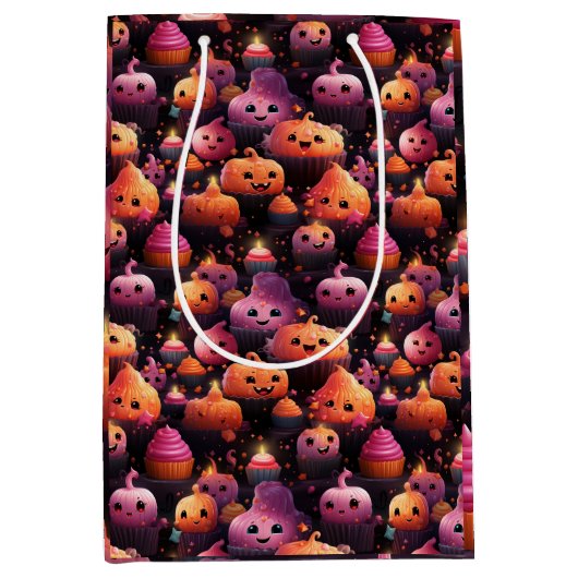 Sac Cadeau Moyen citrouille chic cupcake motifs enfants halloween (Devant)