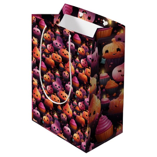 Sac Cadeau Moyen citrouille chic cupcake motifs enfants halloween (Dos Angle)