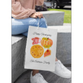 Sac Cadeau Moyen Citrouille de Thanksgiving Orange White