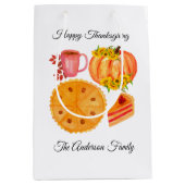 Sac Cadeau Moyen Citrouille de Thanksgiving Orange White (Devant)