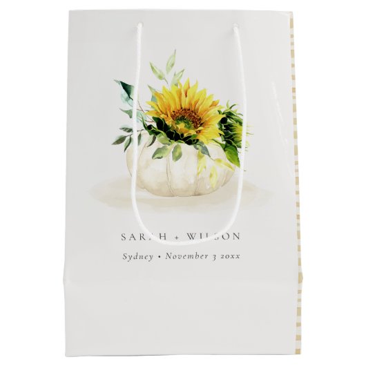 Sac Cadeau Moyen Citrouille de tournesol rustique Floral Mariage d' (Dos)