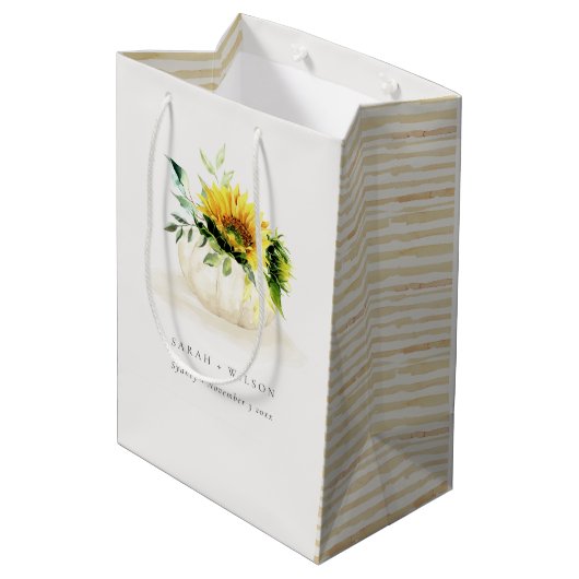 Sac Cadeau Moyen Citrouille de tournesol rustique Floral Mariage d' (Dos Angle)