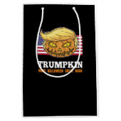 Sac Cadeau Moyen Citrouille d'Halloween Trumpkin avec Drapeau (Devant)