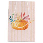Sac Cadeau Moyen Citrouille orange sur bandes rose et or (Dos)