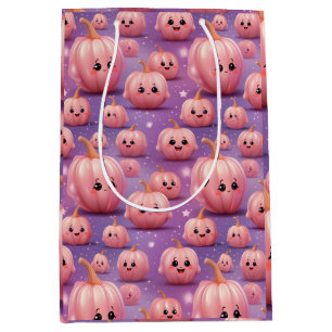 Sac Cadeau Moyen Citrouille rose mignon enfants motif halloween