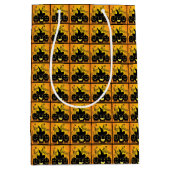Sac Cadeau Moyen Citrouilles de Black Happy Halloween (Devant)