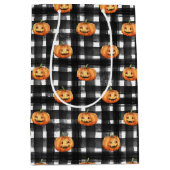 SAC CADEAU MOYEN CITROUILLES ORANGE AVEC PLAIGNÉ NOIR & BLANC (Devant)