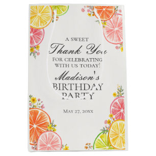 Sac Cadeau Moyen Citrus Floral Little Cutie Fête d'anniversaire Fav