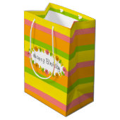 Sac Cadeau Moyen Citrus Oval Stripe Classic Anniversaire moyen (Dos Angle)