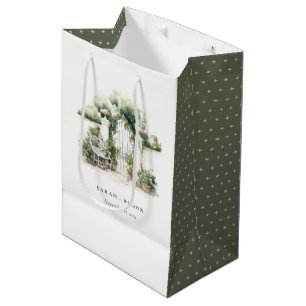 Sac Cadeau Moyen Classé Français Jardin Paysage Mariage d'aquarelle