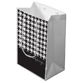 Sac Cadeau Moyen Classic Elegant noir et blanc Houndstooth (Devant Angle)