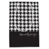 Sac Cadeau Moyen Classic Elegant noir et blanc Houndstooth (Devant)