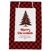 Sac Cadeau Moyen Classic red black tartan tree gift bag personalize (Dos)