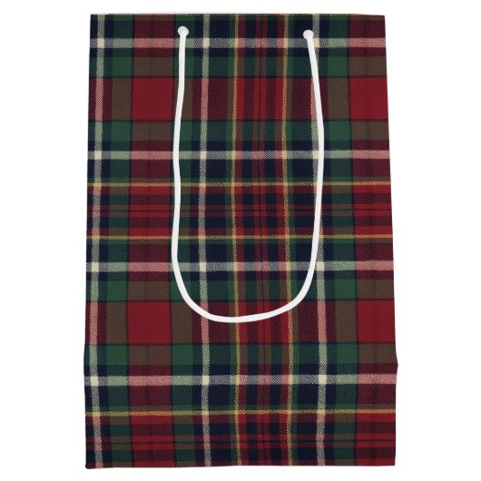 Sac Cadeau Moyen Classic Red Dark Blue Green Plaid Pattern (Dos)