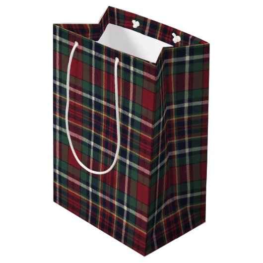 Sac Cadeau Moyen Classic Red Dark Blue Green Plaid Pattern (Dos Angle)