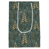 Sac Cadeau Moyen Classic Snowy Winter Forest Trees Art Motif (Dos)